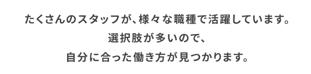 たくさんのスタッフが様々な職種で活躍しています